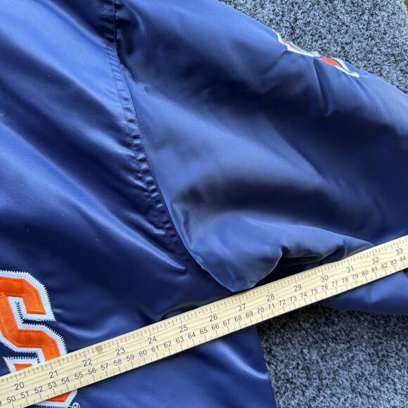VTG Illinois Fighting Illini x Starter Men's Satin Snap Jacket Navy Blue • XL - Picture 7 of 9